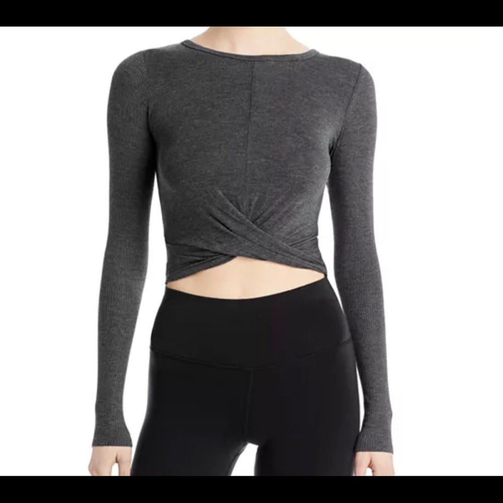 Alo Yoga twist front long sleeve top in charcoal